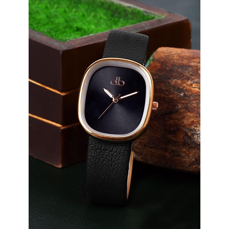 DressBerry Women Dial & Leather Bracelet Style Straps Analogue Watch HOBDB-500-BK