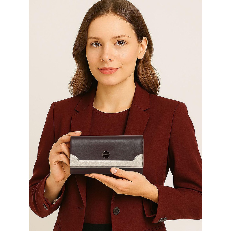 ESBEDA Women Long Two Fold Classic Bi-Tone Wallet