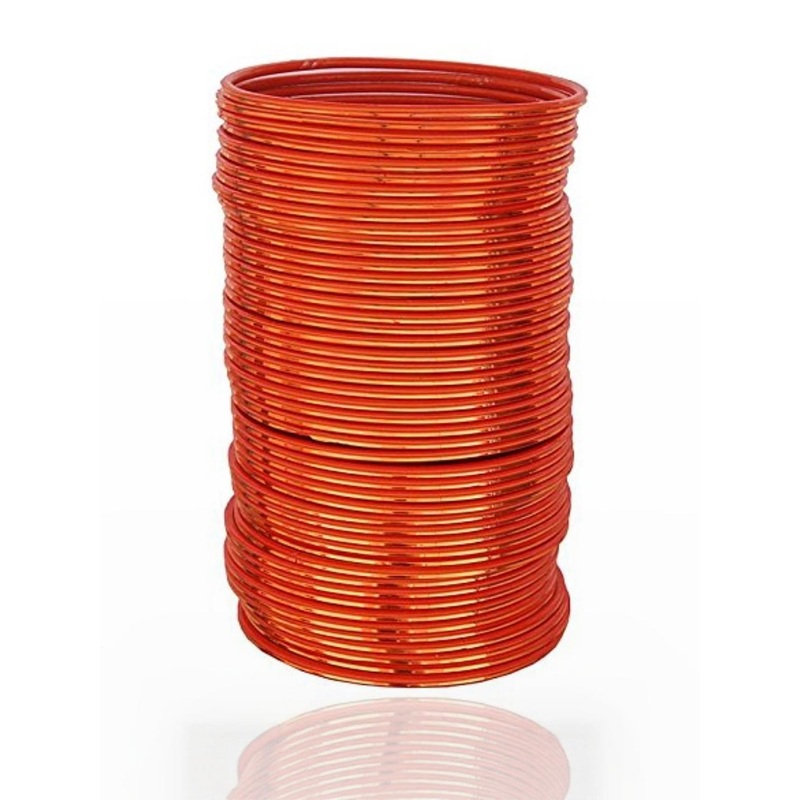 Guddan Set of 48 Orange Glossy Metal Bangles