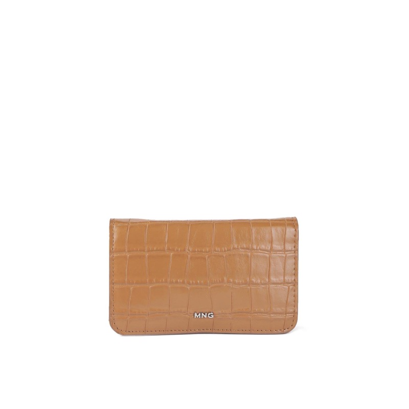 MANGO Women Croc Textured Two Fold Wallet