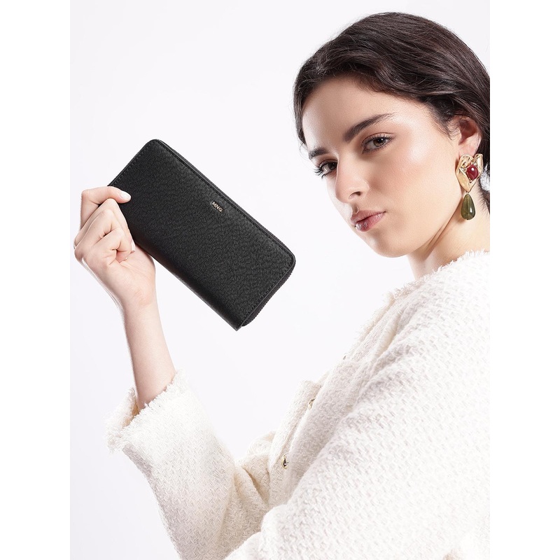 MANGO Women Textured Zip Around Wallet