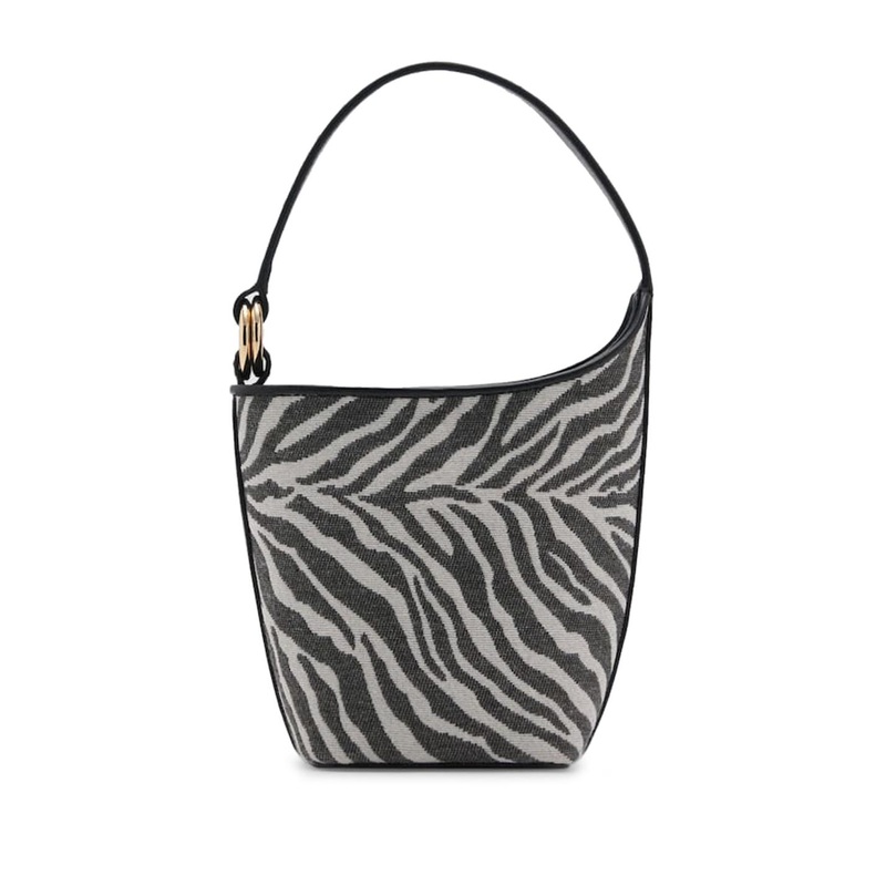 MANGO Zebra Print Metallic Detailed Bucket Shoulder Bag