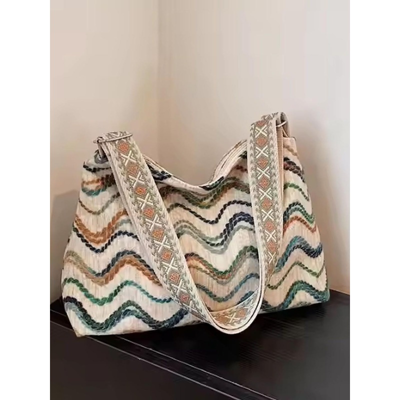 StyleCast White & Brown Self Design Structured Shoulder Bag
