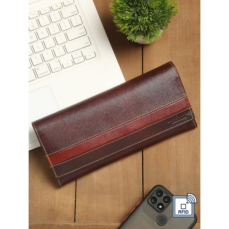 Teakwood Leathers Women Maroon Leather Two Fold Wallet