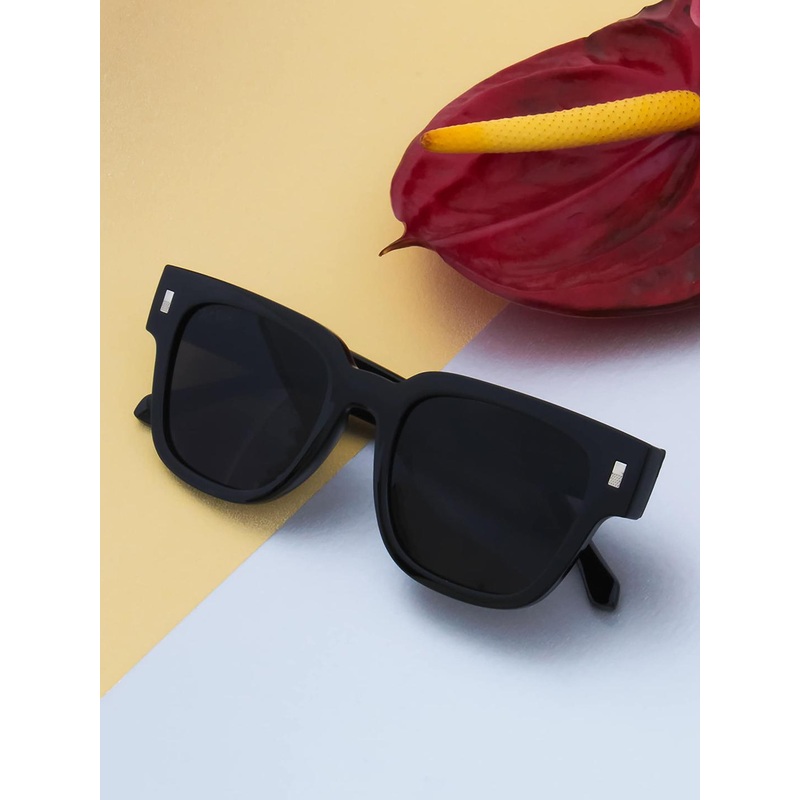 Ted Smith Unisex Black Aesthetic Wayfarer Sunglasses With UV Protected Lens