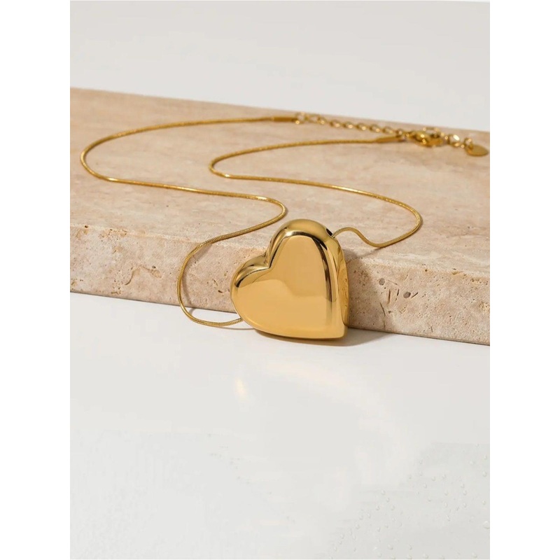 V FASHION JEWELLERY 92101 Gold-Plated Stainless Steel Plain Heart Chain