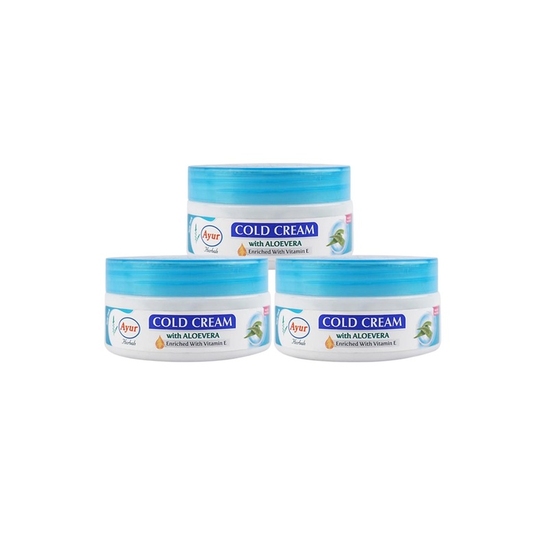 AYUR HERBALS Set Of 3 Cold Cream With Aloevera, Rose & Cucumber – 100 ml Each