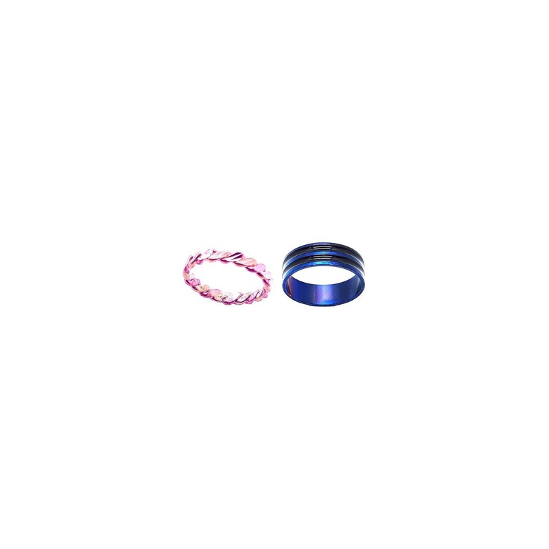 Dynamic Retail Global Set of 2 Rings for Men & Women, Purple-Multicolor Alloy Ring ()