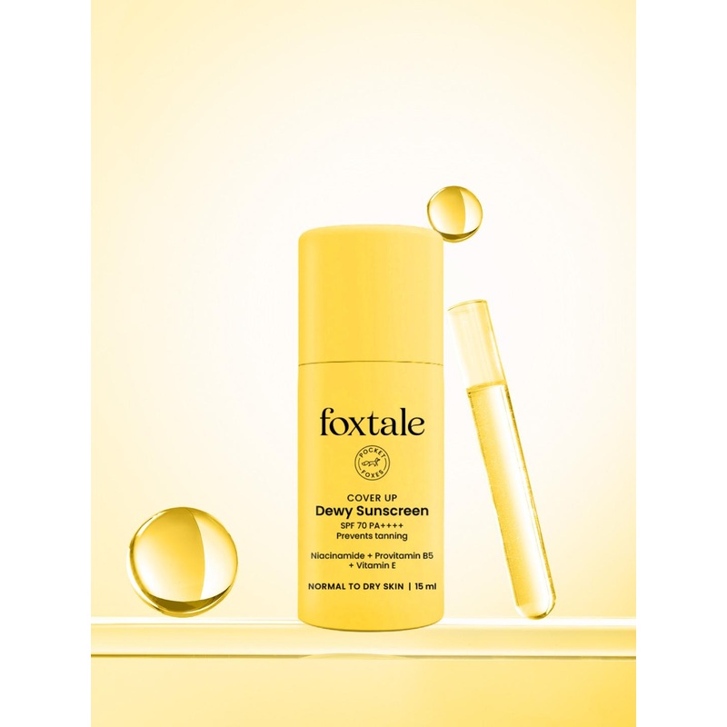 FoxTale SPF 70 PA++++ Dewy Sunscreen With Niacinamide, ProVit B5 & Vit E- 15 ml