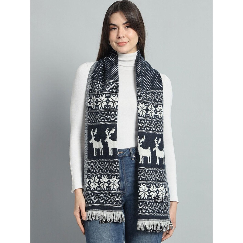 HANDICRAFT PALACE Quirky Printed Reversible Woven Wool Scarf