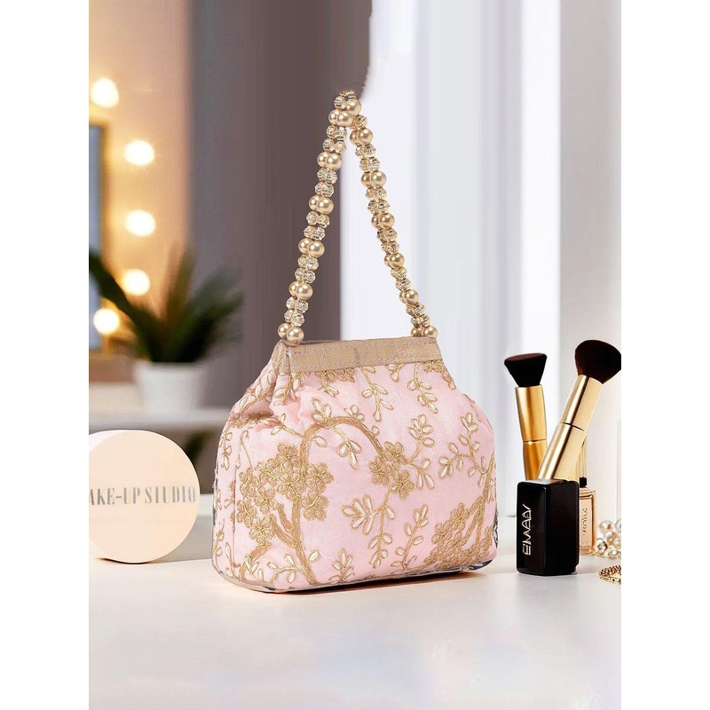 Kuber Industries Floral Embroidered Potli Clutch