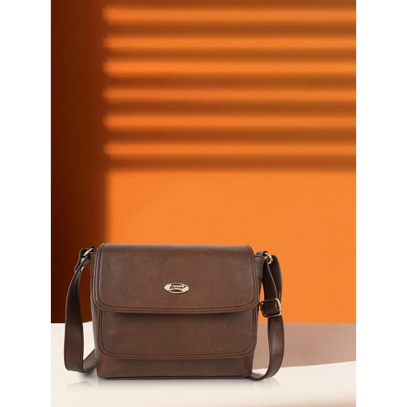 Lancer Women Solid Vegan Leather Crossbody Sling Bag