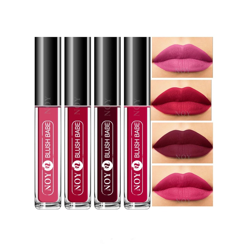 NOY Set Of 4 Blush Babe Waterproof Liquid Matte Lipsticks 4ml Each- Shades 02+ 03+ 07+ 08
