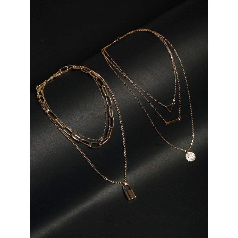 YouBella Set Of 2 Gold-Plated Gold-Plated Layered Chain
