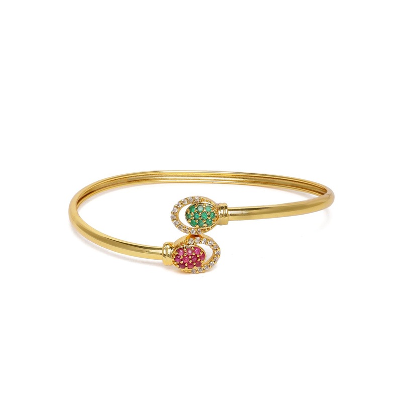 Zaveri Pearls Gold-Plated Cubic Zirconia Studded Kada Bracelet