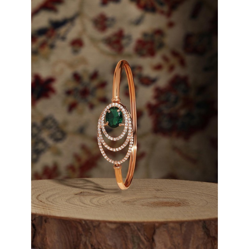 Zaveri Pearls Rose Gold-Plated Cubic Zirconia Studded Kada Bracelet