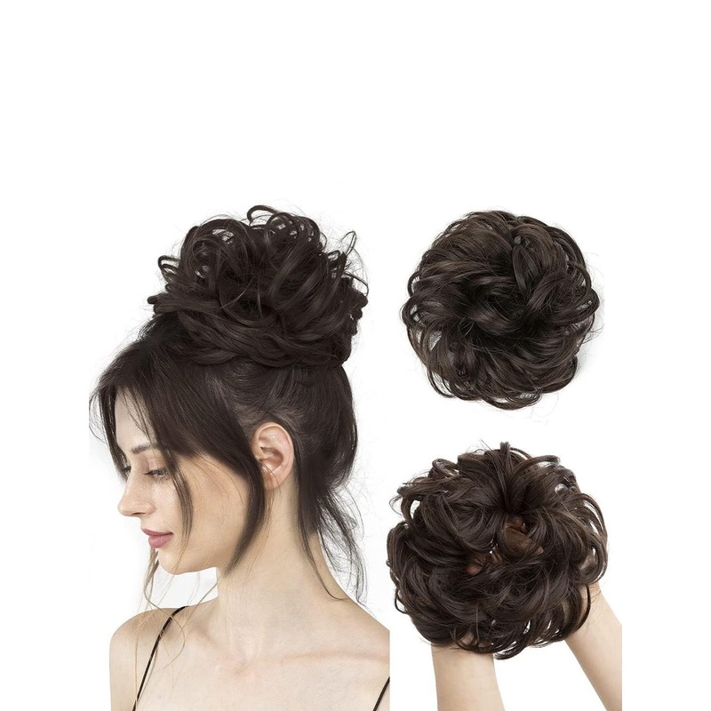 D-Divine Messy Bun Hair Piece Synthetic Hair Extension – Brown