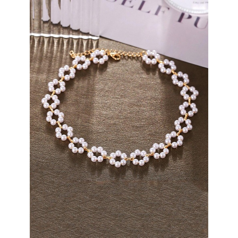 Designs By Jewels Galaxy Gold-Toned & White Brass Gold-Plated Choker Necklace