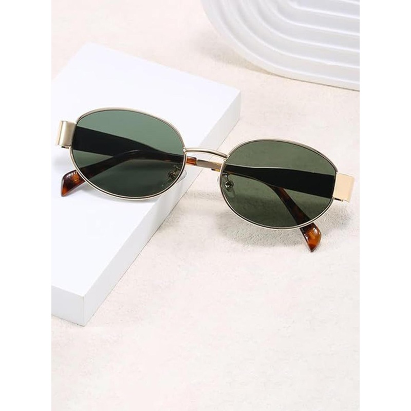 DressBerry Women Round Sunglasses with UV Protected Lens-5888 Gold green-Green