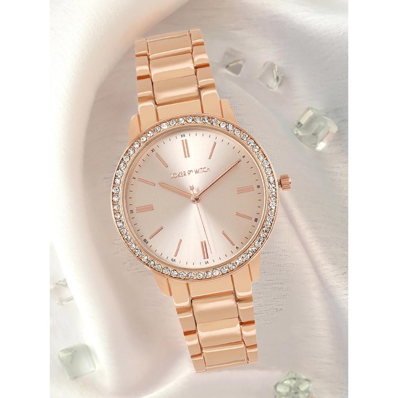 JOKER & WITCH Women Rose Gold-Toned Dial&Rose Gold Toned  Steel Straps WatchAMWW483