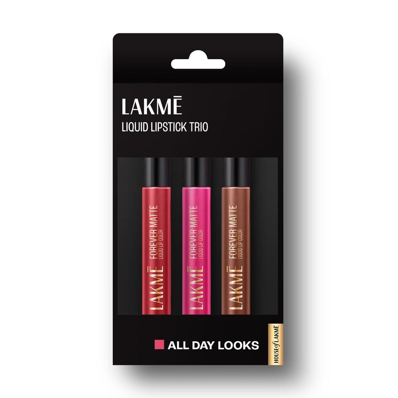Lakme Forever Matte Long Stay Light-Weight Liquid Lipstick Trio 16.8ml – All Day Looks