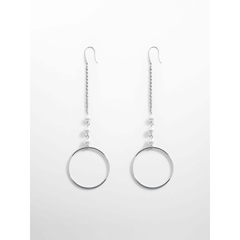 MANGO Stone Studded & Beaded Circular Drop Earrings