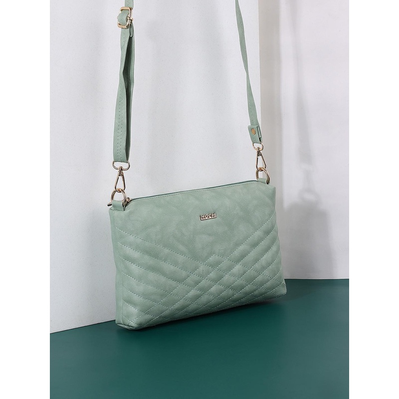 Mochi Green Structured Sling Bag