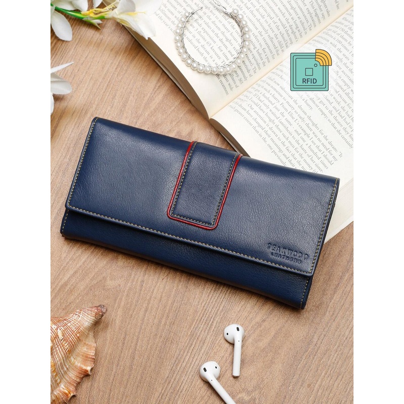 Teakwood Leathers Women Blue Leather Two Fold Wallet