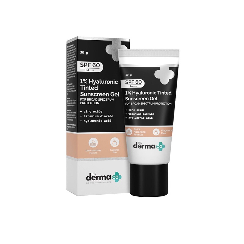 The Derma co. 1% Hyaluronic SPF 60 PA++++ Tinted Sunscreen Gel With No White Cast – 30g