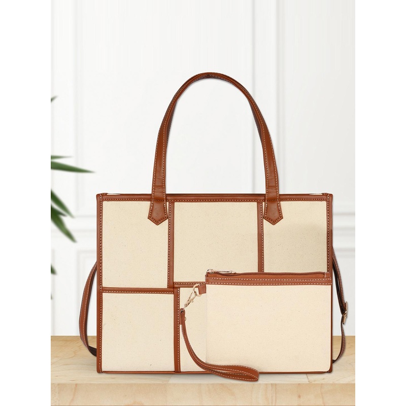 Womanix Structured Colourblocked Tote Bag