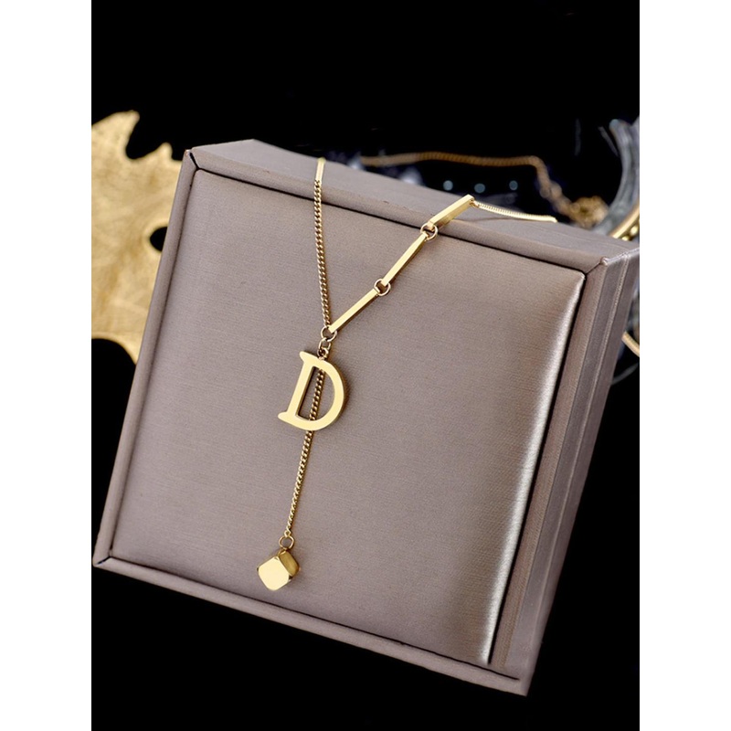 Yellow Chime Gold-Plated Letter D Pendant With Chain