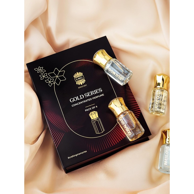 Ajmal Unisex Gold Attar Giftset Long Lasting Perfume – 4x20ml – Musky Floral Scent