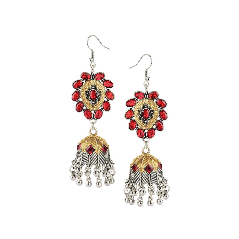 DESI COLOUR Multicoloured Dome Shaped Jhumkas Earrings