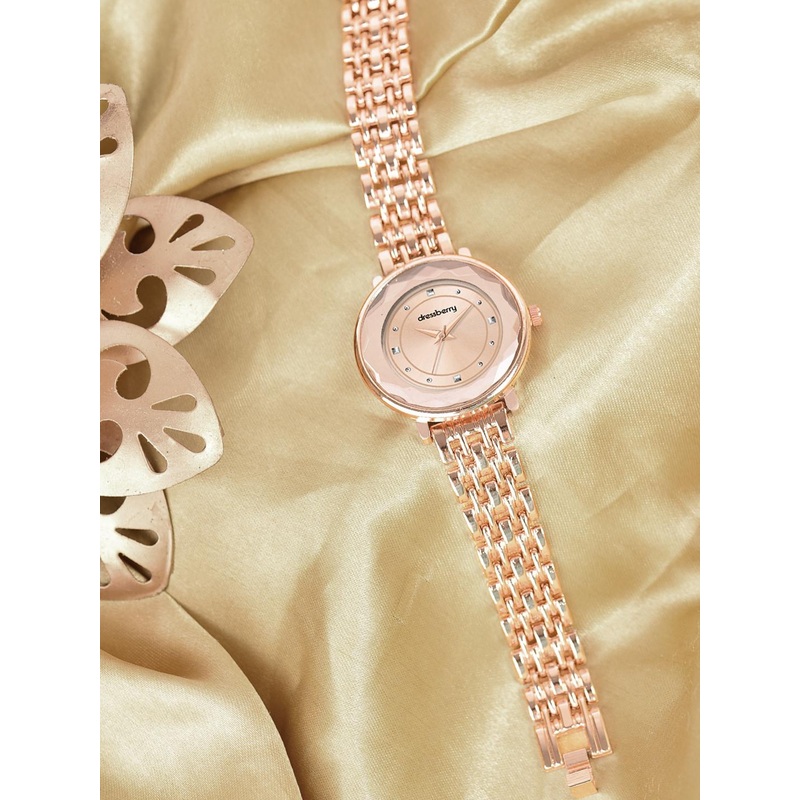 DressBerry Women Rose Gold Textured Dial Analogue Watch HOBDB-301-RG