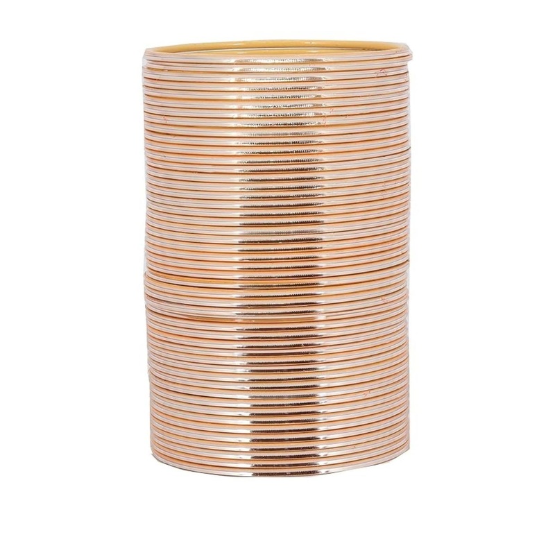 Guddan Set of 48 Peach Glossy Metal Bangles