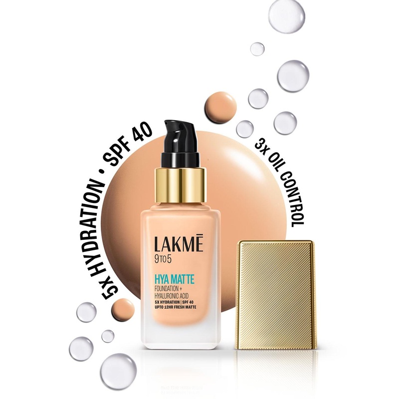 Lakme 9to5 Hya Matte Foundation With Hyaluronic Acid & SPF40 25ml – Cool Ivory C100