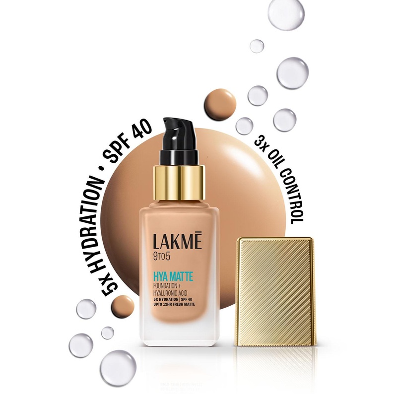 Lakme 9to5 Hya Matte Foundation With Hyaluronic Acid & SPF40 -25ml – Warm Beige W240