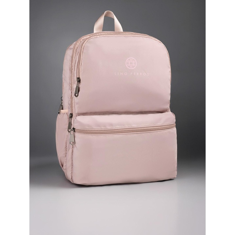 Lino Perros Women Dusty Pink Solid 13 Inch Laptop Backpack