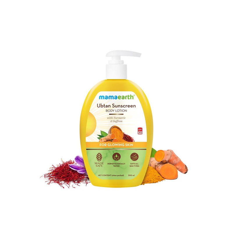 Mamaearth Ubtan Sunscreen SPF 30 Body Lotion with Turmeric & Saffron – 300 ml
