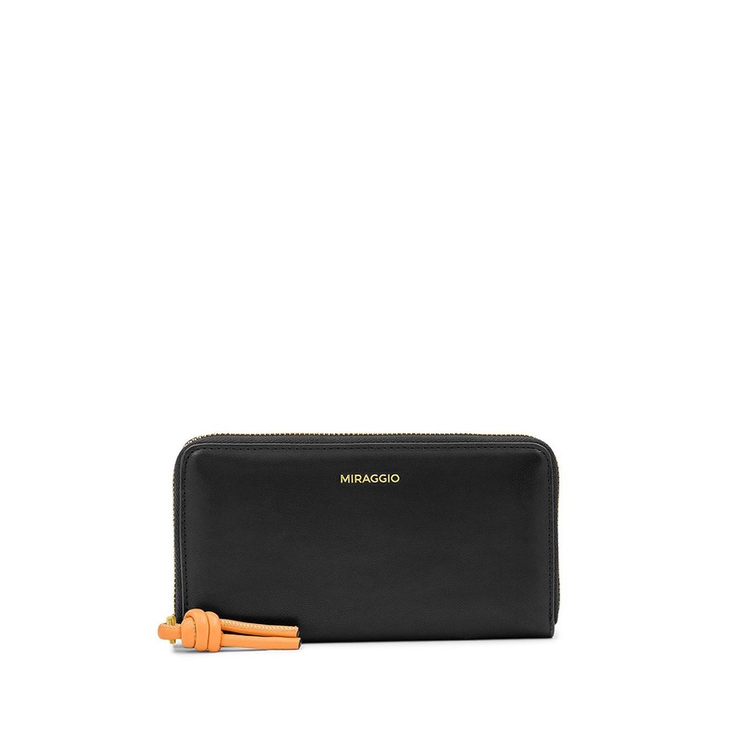 MIRAGGIO Theo Black Zip Around Wallet