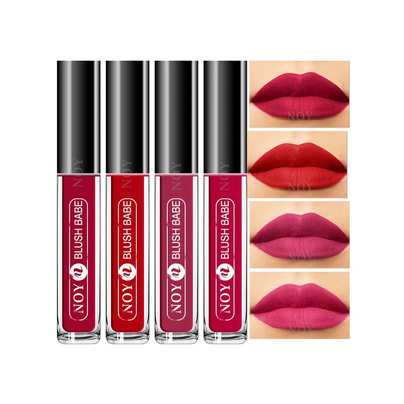 NOY Set of 4 Blush Babe Smudge-Free Matte Liquid Lipstick 4 ml each – Shade 03-04-06-08