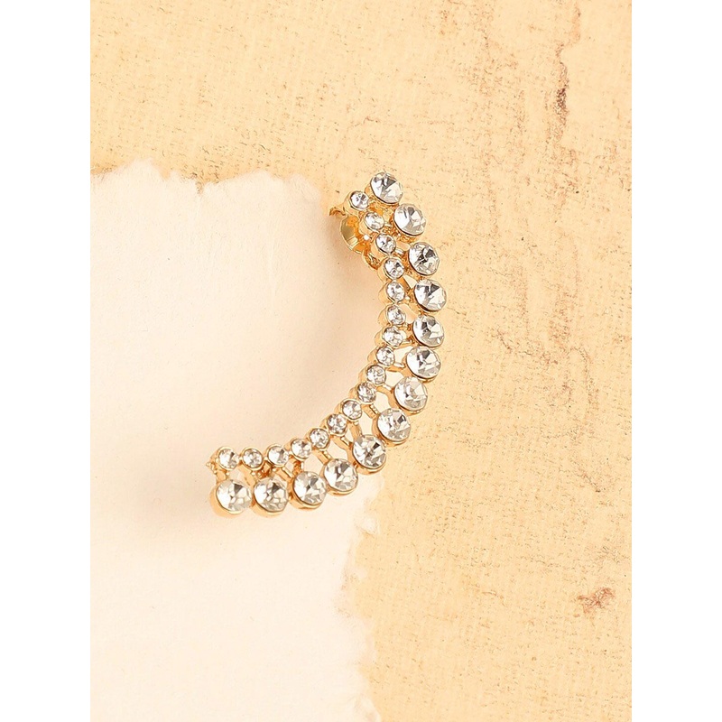 SOHI White Gold-Plated Contemporary Ear Cuff Earrings