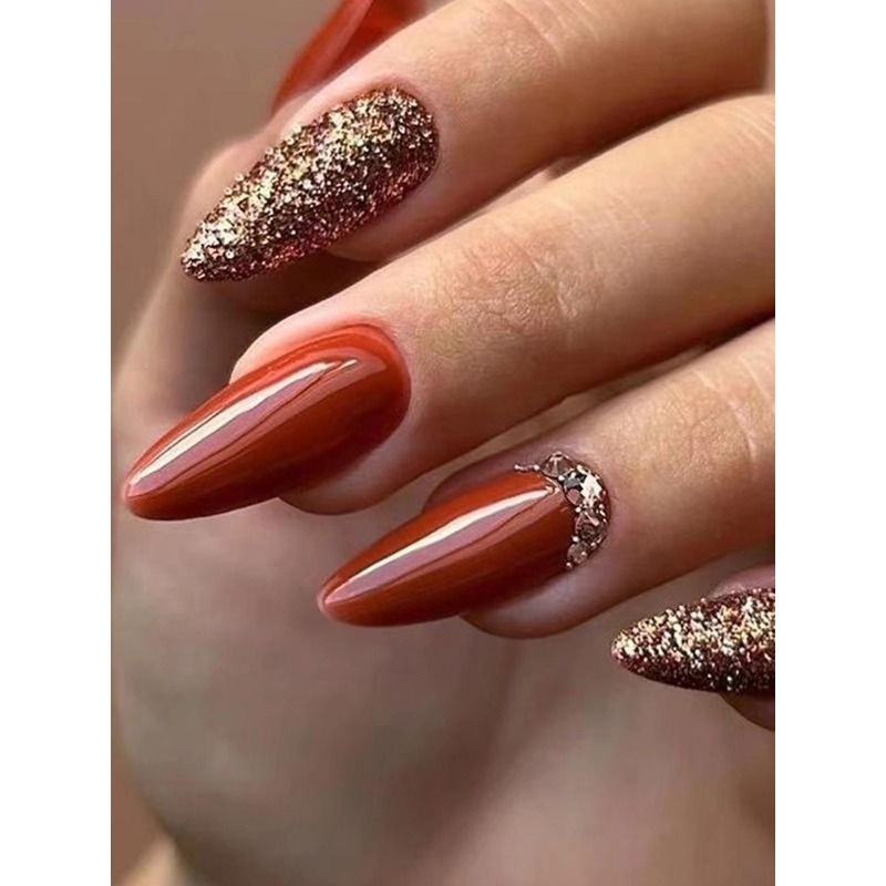 The Pink Truck Set of 24 Artificial Reusable Nails With Glitter Design