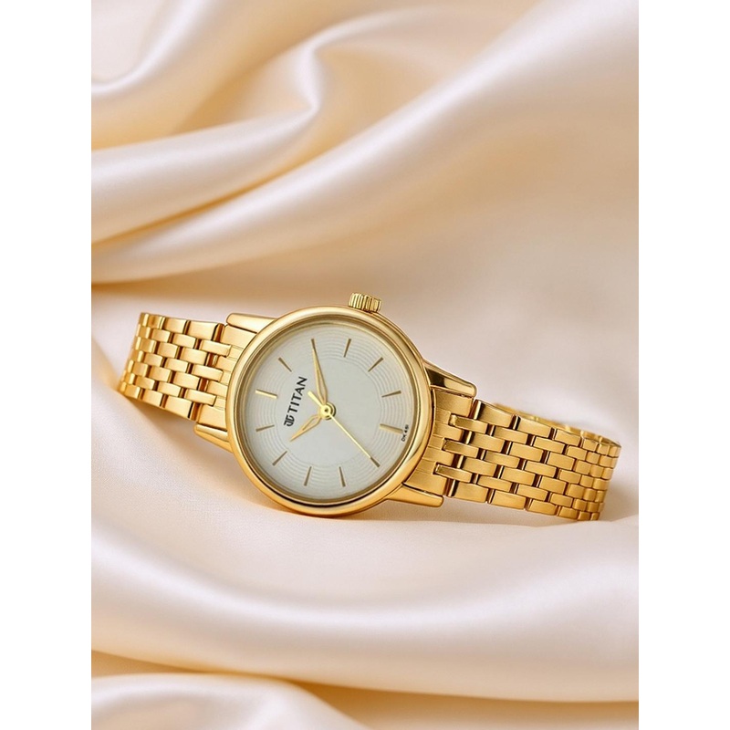 Titan Women White & Gold Analogue Watch 2593YM02