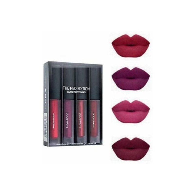 YELGO Liquid lipstick Red edition minis 4 RED, 4 ml (Pack of 4) (Multicolour)