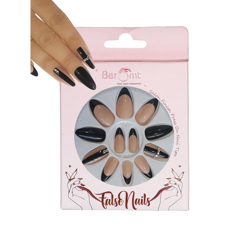 BEROMT Set Of 12 Press On Artificial Nails With Nail Glue, Filler, Cuticle Stick – 359