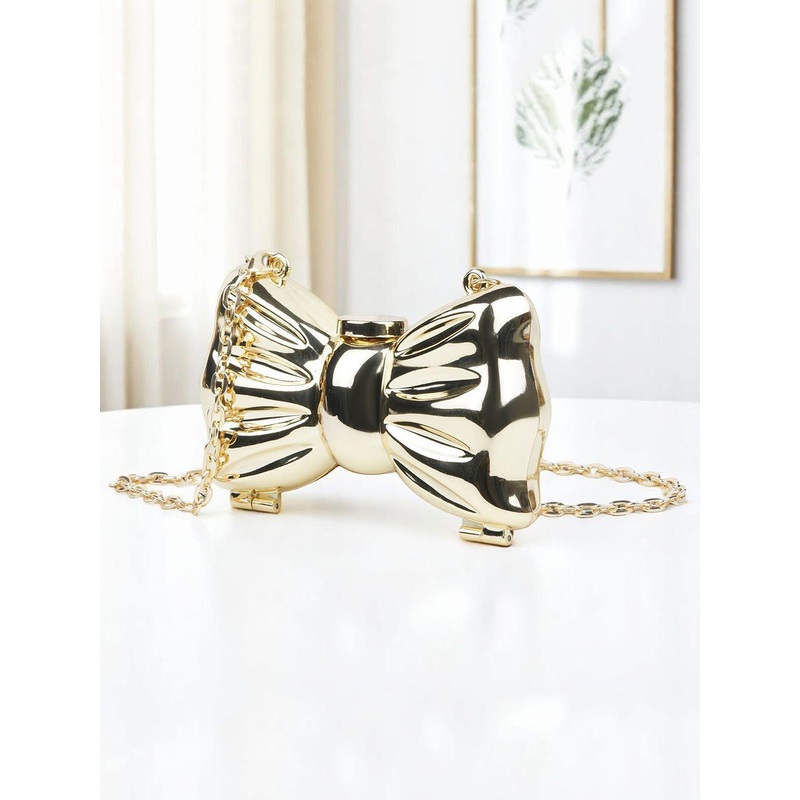DOSYSO Bow Detail Party Box Clutch With Shoulder Strap