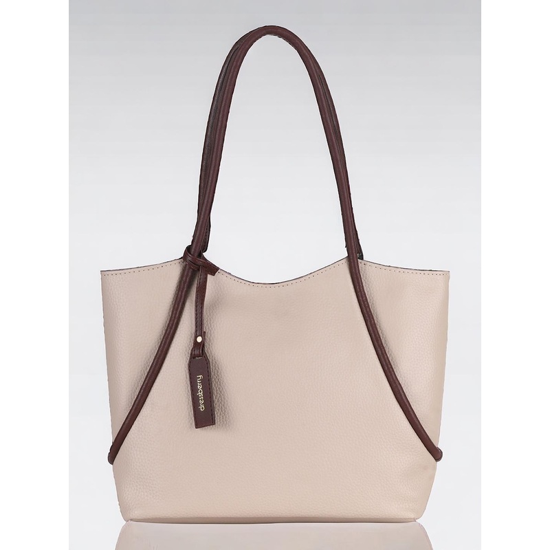 DressBerry White PU Structured Shoulder Bag with Tasselled