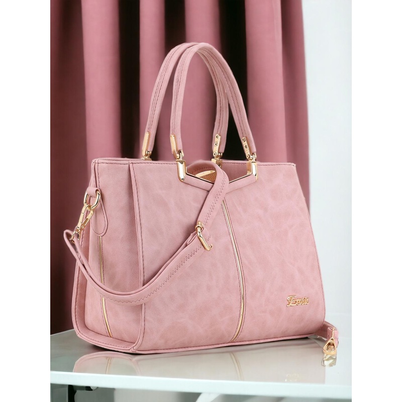 Exotic Pink PU Structured Handheld Bag