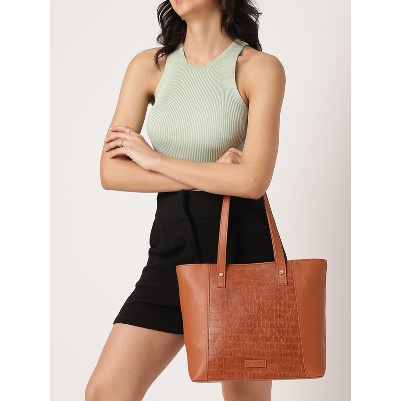 Fastrack Women Tan Large Tote Bag Fits Upto 14\